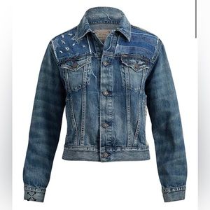 Polo Ralph Lauren Trucker Denim Patchwork Jacket Small Star Stripe Women’s